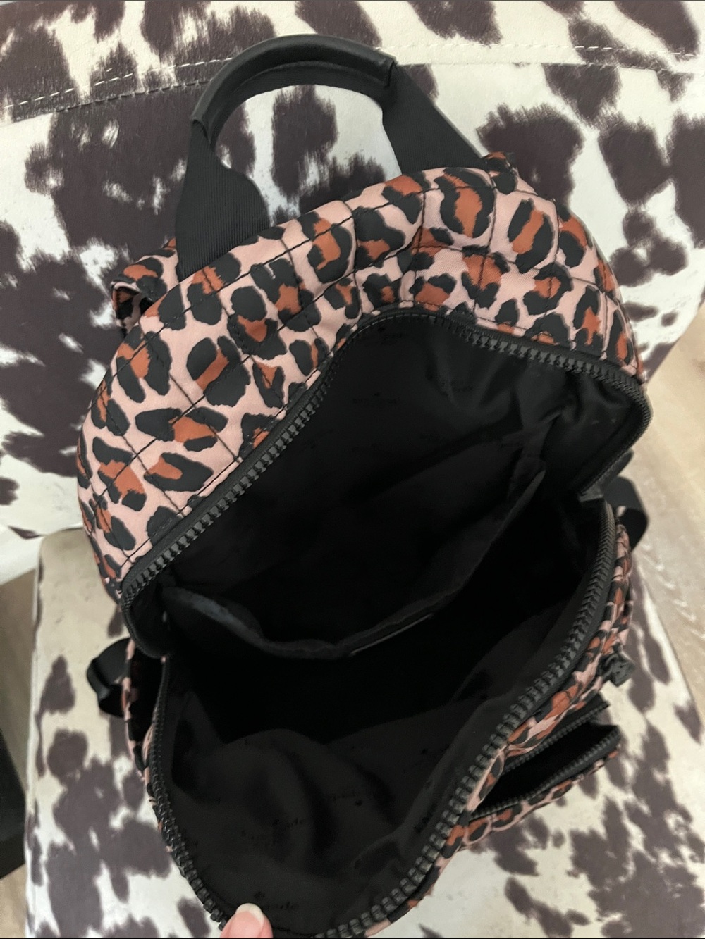 Kate Spade Leopard Quilted Backpack - Tan, Brown, Black - Picture 2 of 6